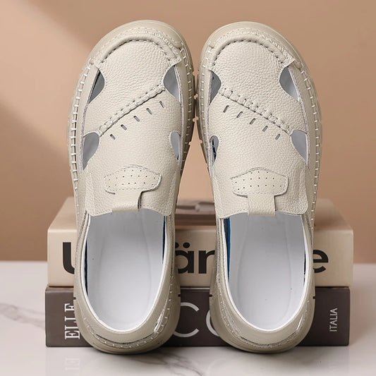 Handmade Summer Man Sandals Versatile Leather Beach Shoes Lightweight Mens Casual Shoes Outdoor Walking Sandals Outdoor Sandaly