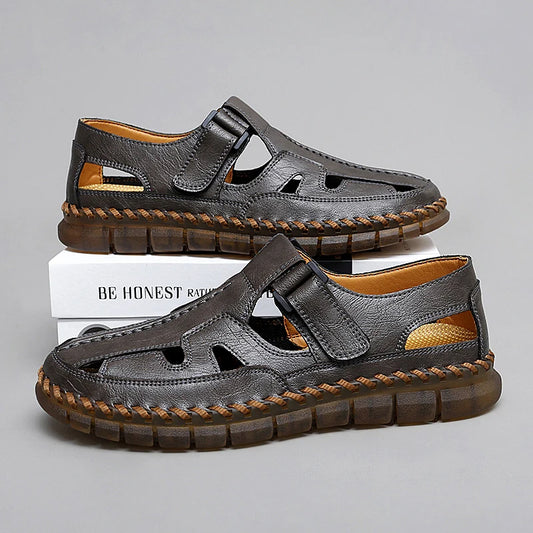 Hot Sale Summer Mens Sandals Outdoor Non-slip Men Beach Shoes Handmade Leather Man Summer Shoes Breathable Roma Sneakers Loafers