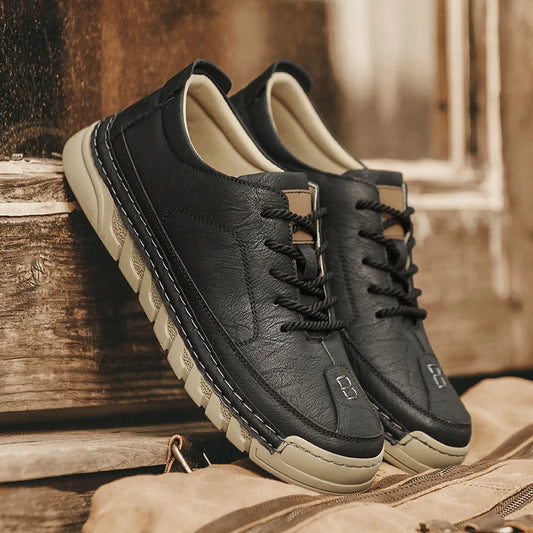 Lightweight Men's Casual Leather Shoes Comfortable Walking Shoes Suitable for Daily Wear Hiking Shoes Treking Footwear Sneakers