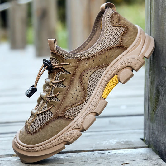 Hot Sale Summer Men's Sandals Outdoor Non-slip Man Beach Sandals Handmade Genuine Leather Male Mesh Shoes Breathable Sneakers