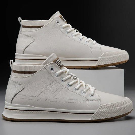 High Quality Mens Casual Shoes All-match Men Outdoor High Top Shoes Classic Genuine Leather Man Ankle Boots Non-Slip Biker Botas